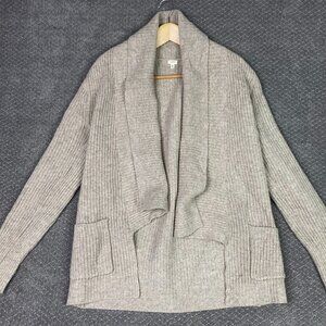 J. Crew Cardigan Sweater Women's Medium Beige Light Brown Open Front Lambswool